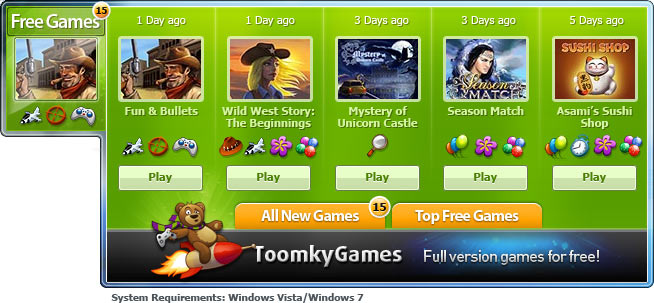 ToomkyGames.com Windows Gadget screenshot